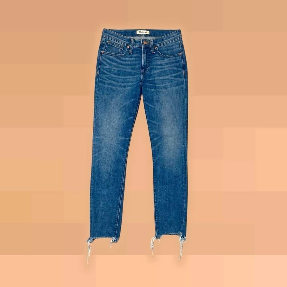 Madewell ‘9” High-Rise Skinny Crop Jeans: Destructed-Hem Edition’ in “Miranda”